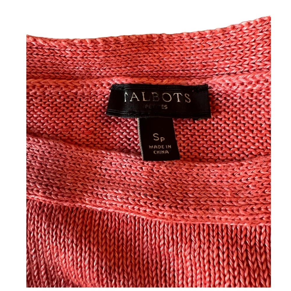 100% Linen Talbots Coral 3/4 Sleeves Sweater Size Small Petite - Picture 3 of 4